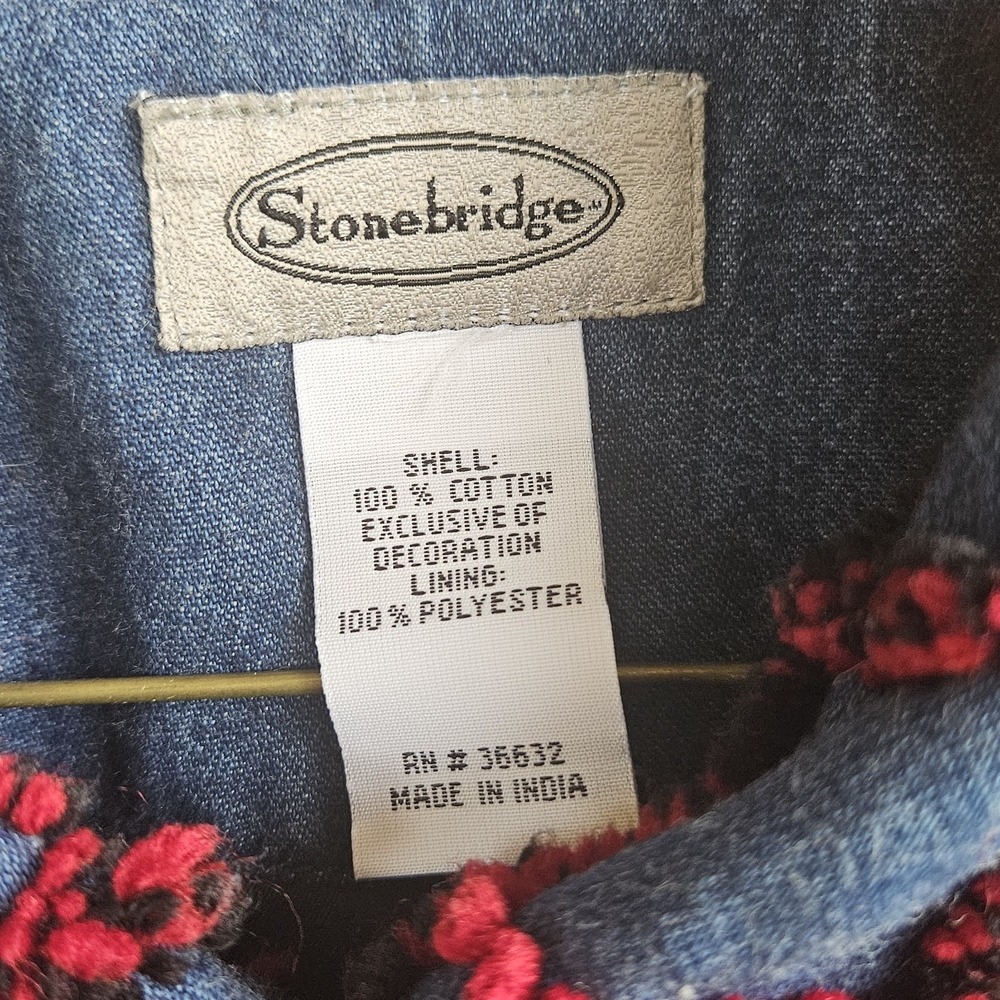 Vintage Stonebridge Chambray Chenille Patchwork Button Down Jacket - Picture 6 of 11